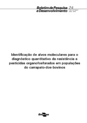 Thumbnail de Identificação de alvos moleculares para o diagnóstico quantitativo da resistência a pesticidas organofosforados em populações do carrapato-dos-bovinos.