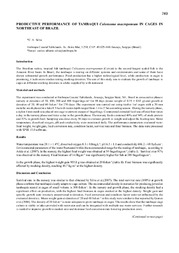 Thumbnail de Productive performance of tambaqui colossoma macropomum in cages in northeast of Brazil.