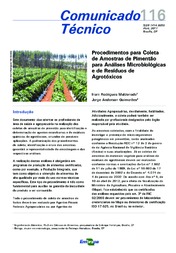 Thumbnail de Procedimentos para coleta de amostras de pimentão para análises microbiológicas e de resíduos de agrotóxicos.