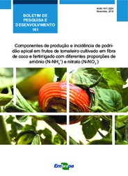 Thumbnail de Componentes de produção e incidência de podridão apical em frutos de tomateiro cultivado em fibra de coco e fertirrigado com diferentes proporções de amônio (N-NH4+) e nitrato (N-NO3-).