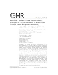 Thumbnail de Variability and nutritional balance among genotypes of Coffea canephora (Rubiaceae) in drought versus adequate water supply.