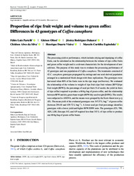 Thumbnail de Proportion of ripe fruit weight and volume to green coffee: differences in 43 genotypes of Coffea canephora.