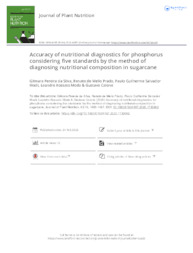 Thumbnail de Accuracy of nutritional diagnostics for phosphorus considering five standards by the method of diagnosing nutritional composition in sugarcane.