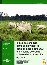 Thumbnail de Índice de condição corporal de vacas de corte: relação entre ECC e fertilidade de vacas submetidas a protocolos de IATF.