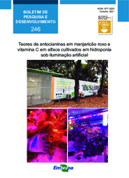 Thumbnail de Teores de antocianinas em manjericão roxo e vitamina C em alface cultivados em hidroponia sob iluminação artificial.