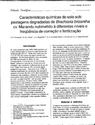 Thumbnail de Caracteristicas químicas do solo sob pastagens degradadas de brachiaria brizantha cv. marandu submetido à diferentes níveis e frequência de correção e fertilização.