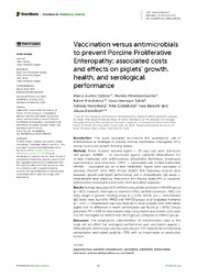 Thumbnail de Vaccination versus antimicrobials to prevent Porcine Proliferative Enteropathy: associated costs and effects on piglets’ growth, health, and serological performance.