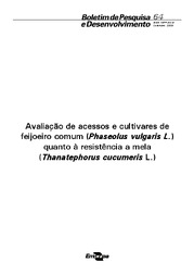 Thumbnail de Avaliação de acessos e cultivares de feijoeiro comum (Phaseolus vulgaris) quanto a resistência à mela, causada por Thanatephorus cucumeris.