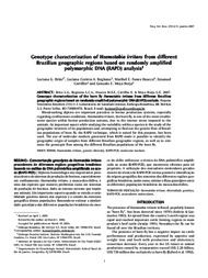 Thumbnail de Genotype characterization of Haematobia irritans from different Brazilian geographic regions based on randomly amplified polymorphic DNA (RAPD) analysis.