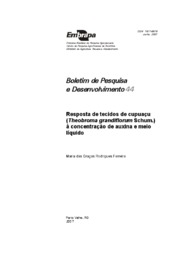 Thumbnail de Resposta de tecidos de cupuaçu (Theobroma grandiflorum Schum.) à concentração de auxina e meio líquido.