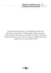 Thumbnail de Caracterização genotípica e variabilidade genética de diferentes populações de Haematobia irritans (Linnaeus, 1758) (Diptera: Muscidae) procedentes do Brasil, Colômbia e República Dominicana através da técnica do DNA polimórfico amplificado ao acaso (RAPD PCR).