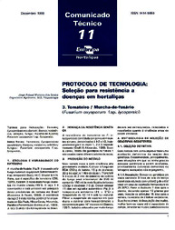 Thumbnail de Protocolo de tecnologia: selecao para resistencia a doencas em hortalicas. 3. Tomateiro - Murcha-de-fusario (Fusarium oxysporum f.sp. lycopersici).