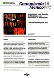 Thumbnail de Metodologia para seleção de hortaliças com resistência a nematóides: cenoura/Meloidogyne spp.