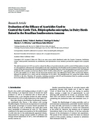 Thumbnail de Evaluation of the efficacy of acaricides used to control the cattle tick, Rhipicephalus microplus, in dairy herds raised in the brazilian Southwester Amazon.