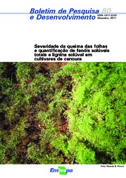 Thumbnail de Severidade da queima das folhas e quantificação de fenóis solúveis totais e lignina solúvel em cultivares de cenoura.