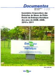 Thumbnail de Inventários corporativos das emissões de gases de efeito estufa da Embrapa Hortaliças dos anos de 2008, 2009, 2010 e 2011.