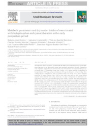 Thumbnail de Metabolic parameters and dry matter intake of ewes treatedwith butaphosphan and cyanocobalamin in the earlypostpartum period.