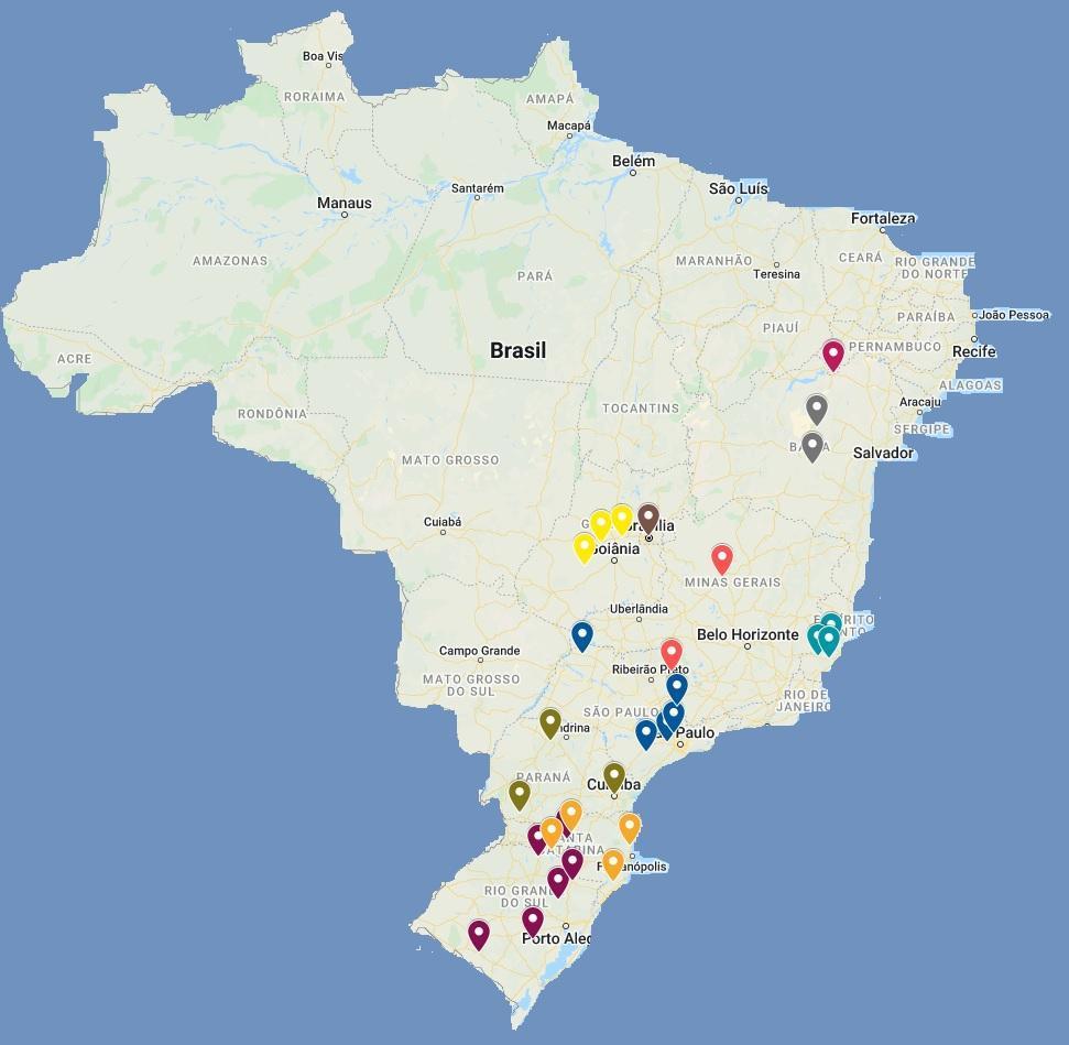 Mapa das regiões que serão visitadas