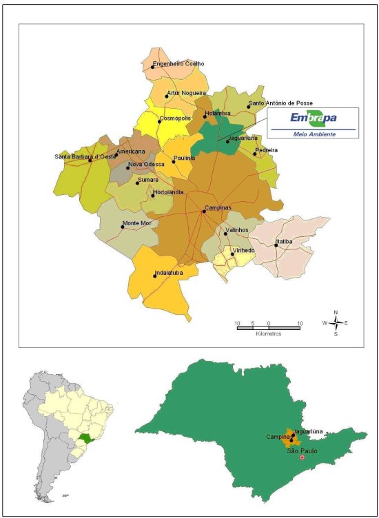 mapa da região onde se localiza a Embrapa Meio Ambiente