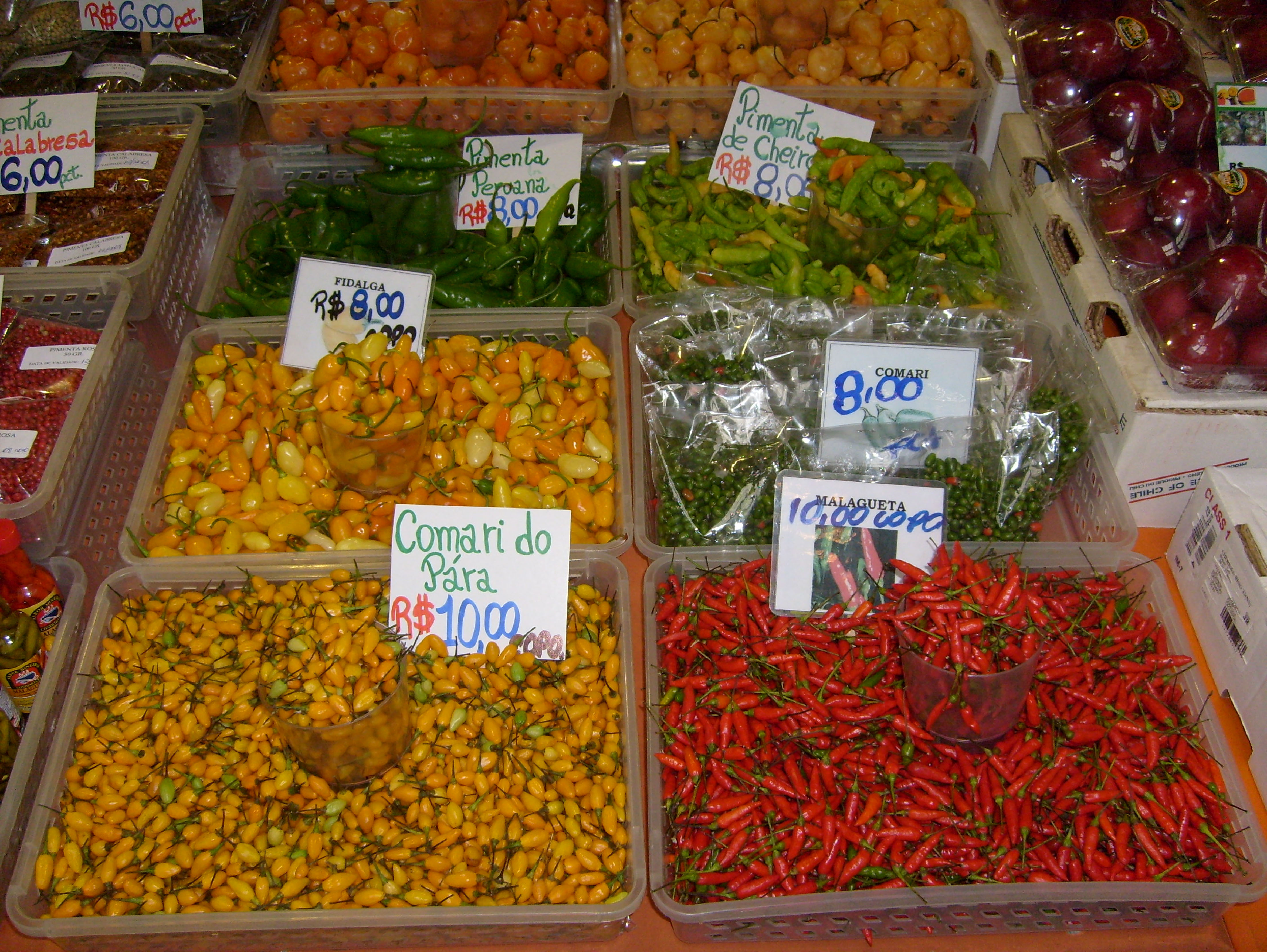 Pimentas in natura comercializadas no varejo